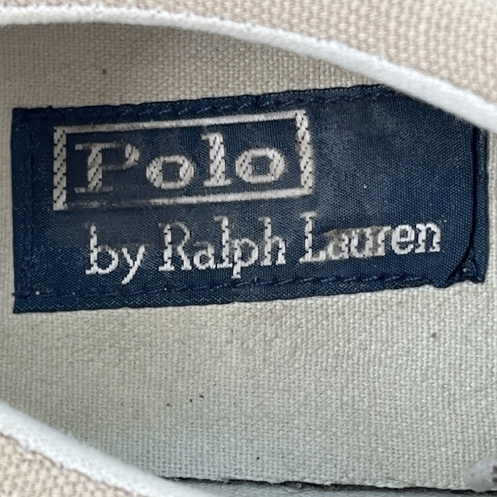 Polo Ralph Lauren Canvas Sneakers Lace Up Beige‎ Tan Casual Shoe Pony - Picture 15 of 16